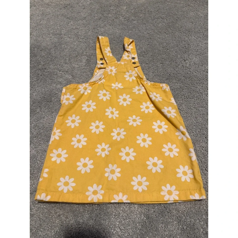 The Childrens‎ Place Toddler Girls Yellow Daisy Floral Denim Jumper Dress 18-24M - Picture 4 of 5